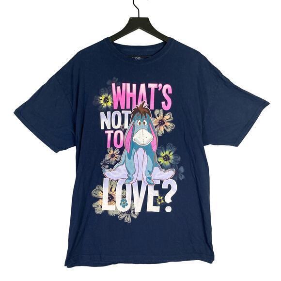Disney Women's Plus 2XL Eeyore Floral T-Shirt Blue‎ Casual Spring - Picture 1 of 5